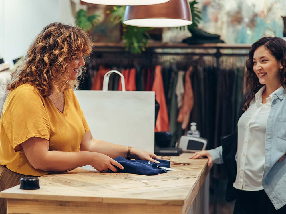 Woman returning a gift at a retail store