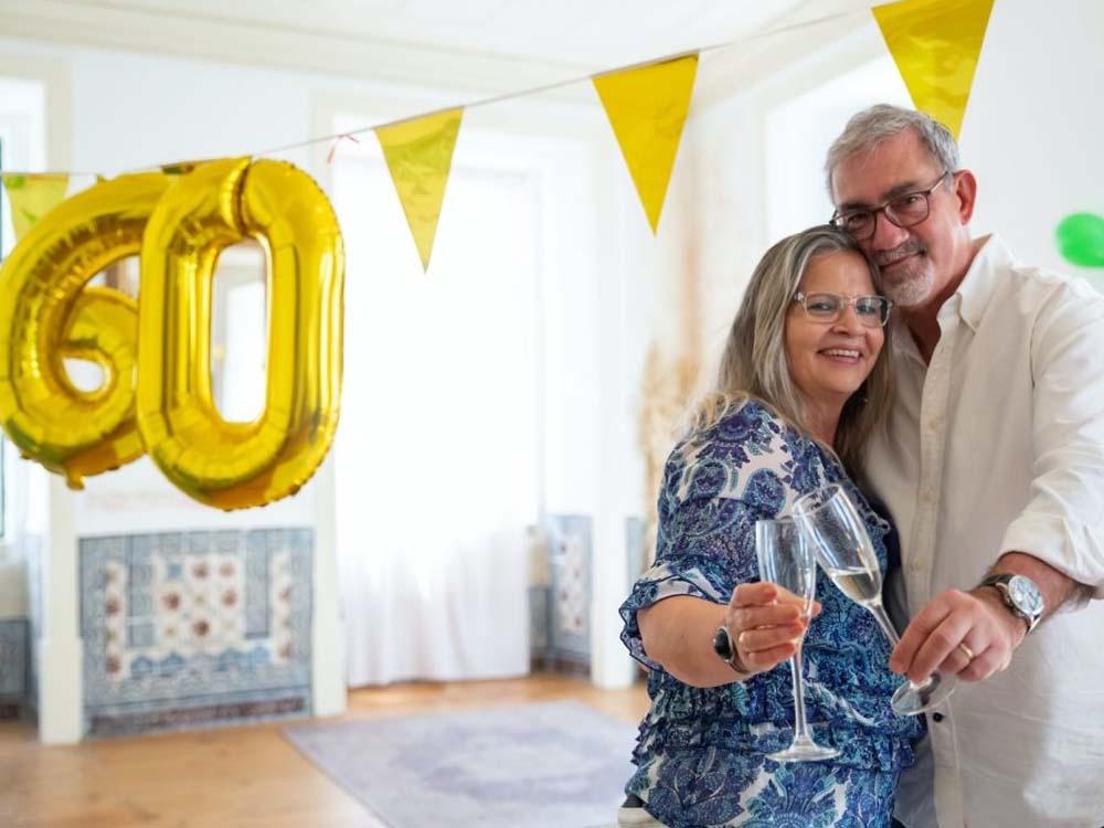 Couple celebrating a 60th birthday