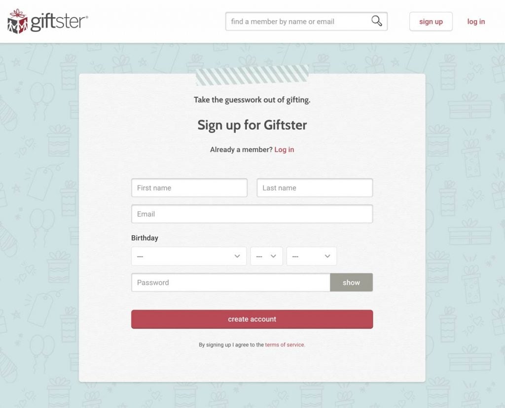 Sign up for Giftster to make a donation wish list